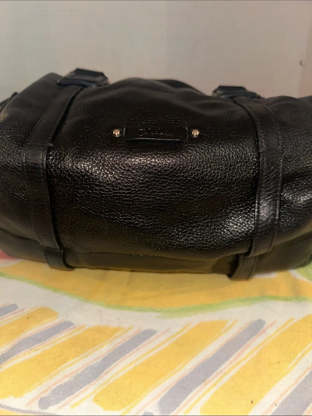 Cole Haan Black Gramercy Archer Leather Satchel  Bag w  Crossbody Strap & Charm